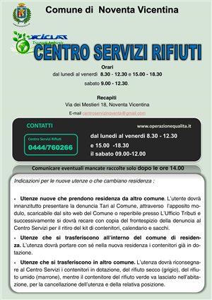 Volantino informativo Centro Servizi Rifiiuti