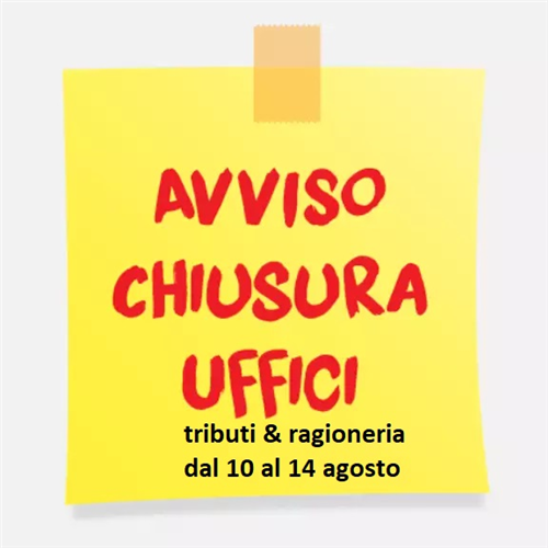 Chiusura ufficio tributi ragioneria