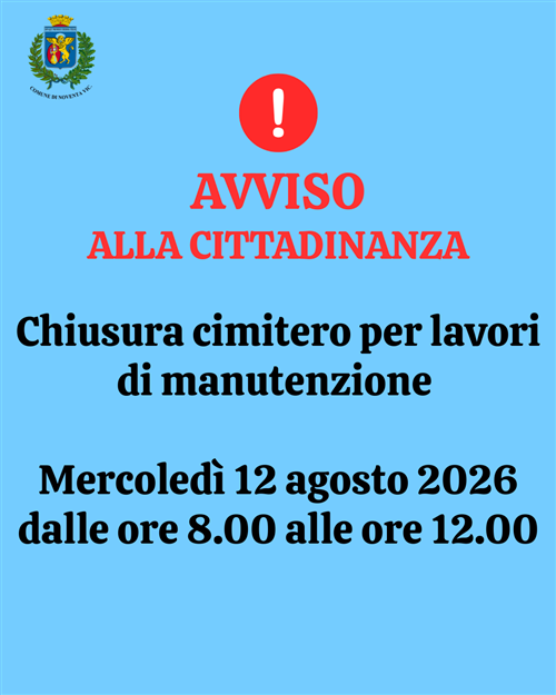 Chiusura del cimitero per lavori di manutenzione e pulizia