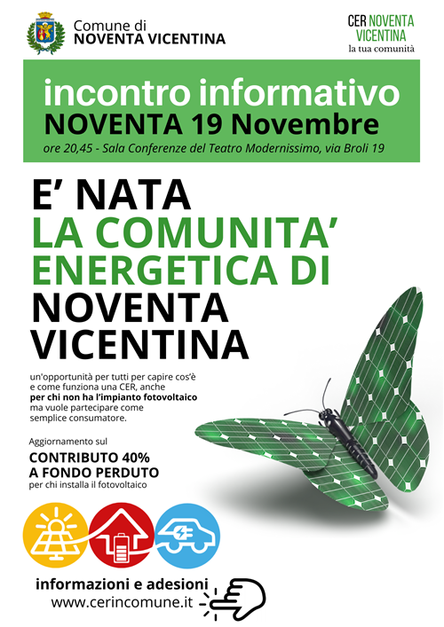 Presentazione Comunità Energetica Rinnovabile di Noventa Vicentina